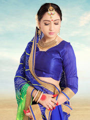 Blue Faux Georgette Embroidered Saree