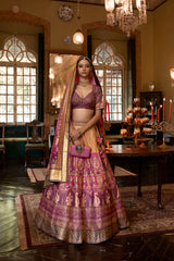 Lehenga Choli en soie rose bébé scintillante
