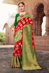 Red Banarasi Art Silk Woven Saree
