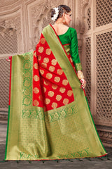 Red Banarasi Art Silk Woven Saree