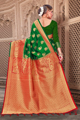 Green Banarasi Art Silk Woven Saree