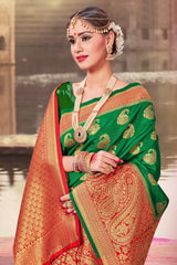 Green Banarasi Art Silk Woven Saree