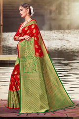 Red Banarasi Art Silk Woven Saree