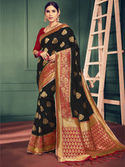Black Banarasi Art Silk Woven Saree