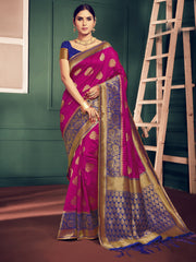 Megenta Banarasi Art Silk Woven Saree