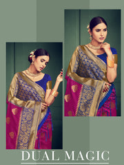 Megenta Banarasi Art Silk Woven Saree