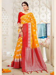 Mustard Banarasi Art Silk Woven Saree