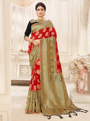 Red Banarasi Art Silk Woven Saree