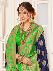 Navy Blue Banarasi Art Silk Woven Saree