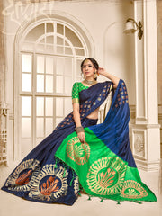 Navy Blue Banarasi Art Silk Woven Saree