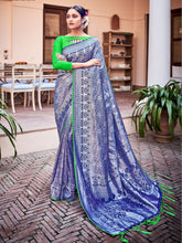 Blue Banarasi Art Silk Woven Saree