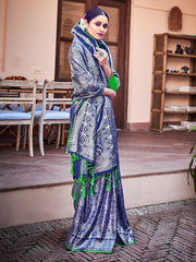 Blue Banarasi Art Silk Woven Saree