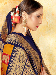 Mustard Mysore Art Silk Printed Saree