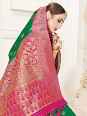 Green Banarasi Art Silk Woven Saree
