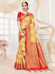 Beige Banarasi Art Silk Woven Saree