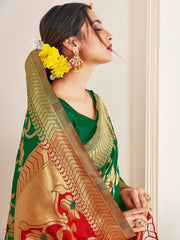 Green Banarasi Art Silk Woven Saree