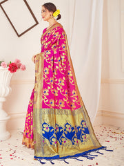 Pink Banarasi Art Silk Woven Saree