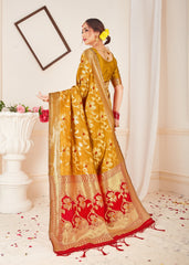 Mustard Banarasi Art Silk Woven Saree