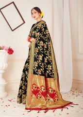 Black Banarasi Art Silk Woven Saree