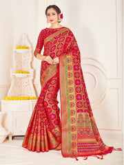 Red Banarasi Art Silk Woven Saree