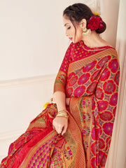 Red Banarasi Art Silk Woven Saree