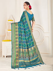 Turquoise Banarasi Art Silk Woven Saree