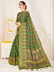 Green Banarasi Art Silk Woven Saree