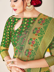 Green Banarasi Art Silk Woven Saree
