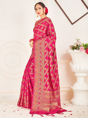 Pink Banarasi Art Silk Woven Saree