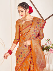 Mustard Banarasi Art Silk Woven Saree