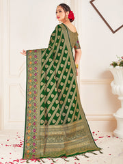 Green Banarasi Art Silk Woven Saree