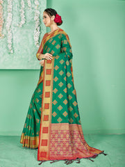 Teal Banarasi Art Silk Woven Saree