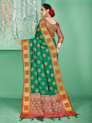 Teal Banarasi Art Silk Woven Saree