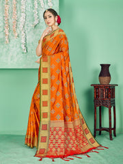 Orange Banarasi Art Silk Woven Saree