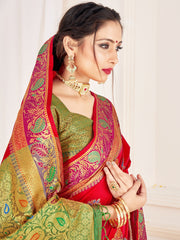Red Banarasi Art Silk Woven Saree