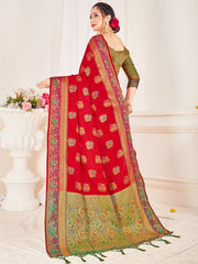 Red Banarasi Art Silk Woven Saree