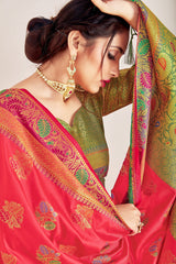Peach Banarasi Art Silk Woven Saree