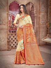 Off White Banarasi Art Silk Woven Saree