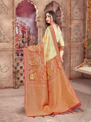 Off White Banarasi Art Silk Woven Saree