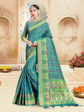 Turquoise Banarasi Art Silk Woven Saree