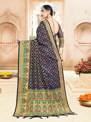 Navy Blue Banarasi Art Silk Woven Saree