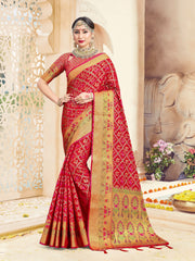 Red Banarasi Art Silk Woven Saree