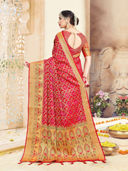 Red Banarasi Art Silk Woven Saree