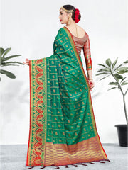 Teal Banarasi Art Silk Woven Saree