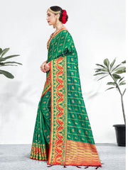 Teal Banarasi Art Silk Woven Saree