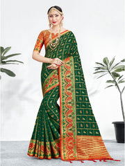 Green Banarasi Art Silk Woven Saree