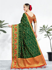 Green Banarasi Art Silk Woven Saree