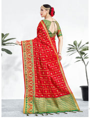 Red Banarasi Art Silk Woven Saree