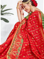 Red Banarasi Art Silk Woven Saree