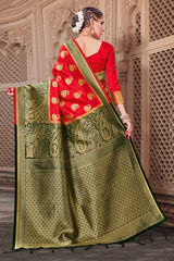Red Banarasi Art Silk Woven Saree